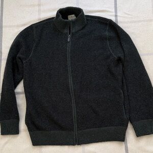 L.L. Bean Men's Dark Navy and Hunter Green Merino Wool Sweater